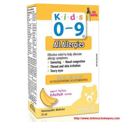 Kids 0-9 All Allergies Siro trị ho, sổ mũi, viêm họng, cảm sốt do dị ứng thời tiết 25 ml
