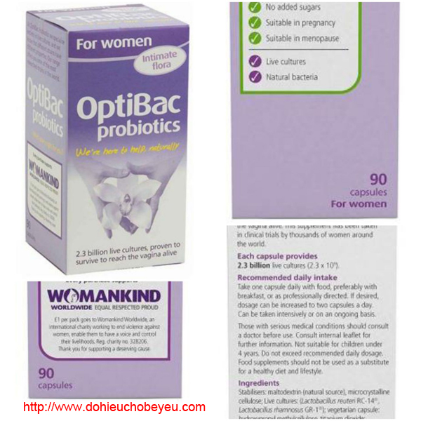 Men vi sinh cho chị em phụ nữ 90 viên- OptiBac Probiotics for women