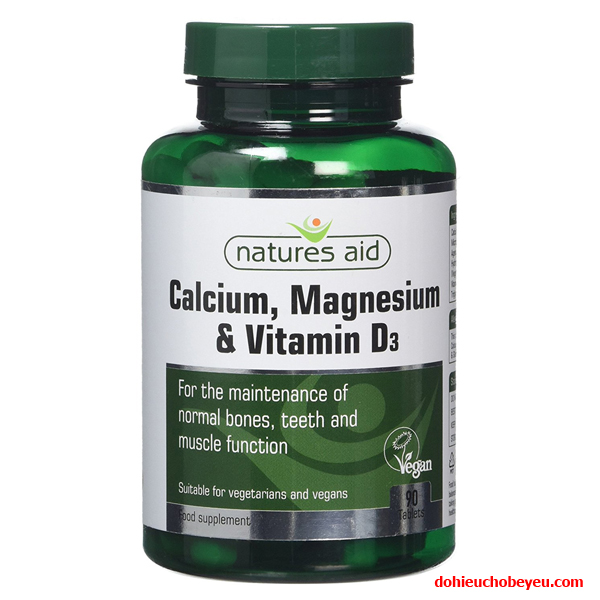 Viên uống tổng hợp Natures Aid Calcium, Magnesium & Vitamin D3 90 viên